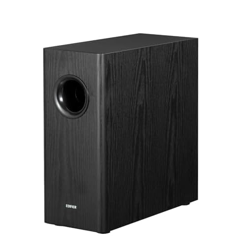 Edifier T5s Powered Active Subwoofer with 70W RMS, 8" Long-Throw Woofer, Deep Bass (35Hz) Speaker, Built-in Amp, Low Distortion, Phase Selector & Energy-Efficient for Home & Studio Audio, Black