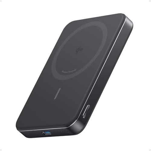Anker MagGo Power Bank, Slim 10,000mAh Magnetic Battery Pack, Qi2 Certified 15W Ultra-Fast MagSafe Compatible Portable Charger, Ergonomic Design, for iPhone17/16/15/14 Series, and More Black