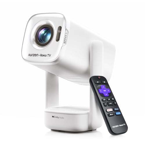 Aurzen Roku TV D1R air USB-C Powered Smart Portable Outdoor Projector White