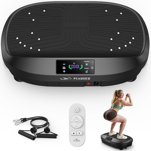 FLYBIRD Vibration Plate Exercise Machine, Adjustable Speed High Intensity Vibration for Muscle Toning Weight Loss Lymphatic Drainage, Full Body Workout Vibration Plate Black