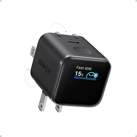 Anker Smart Display Charger, Anker Nano USB C Charger Block, 45W Max GaN Phone Charger,180&deg; Foldable Plug,Smart Recognition,Built-in Care Mode,for iPhone17/16/15(Non-Battery,One USB-C Port,No Cable)