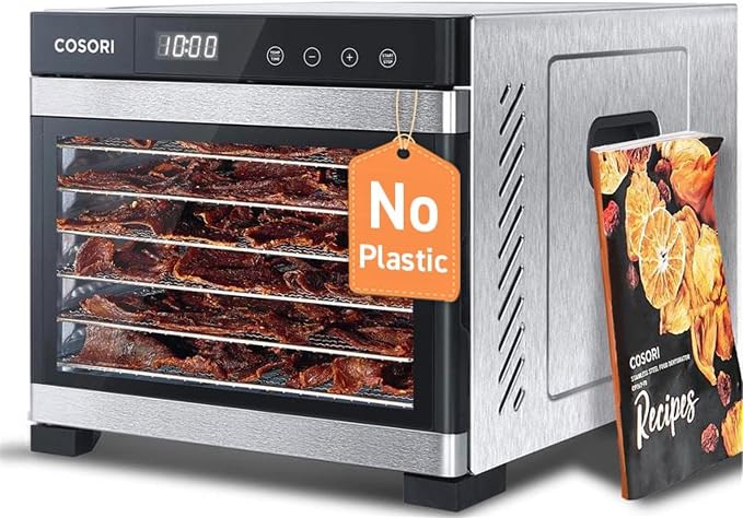Cosori Food Dehydrator, 6 Stainless Steel Trays with 6.5 ft² Drying Space