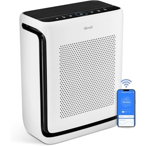 LEVOIT Air Purifiers for Home Large Room Up to 1875 Ft&sup2; with Washable Pre-Filter, AHAM VERIFIDE, Air Quality Monitor, HEPA Sleep Mode for Allergies, Pet Hair in Bedroom, Vital 200S-P, White